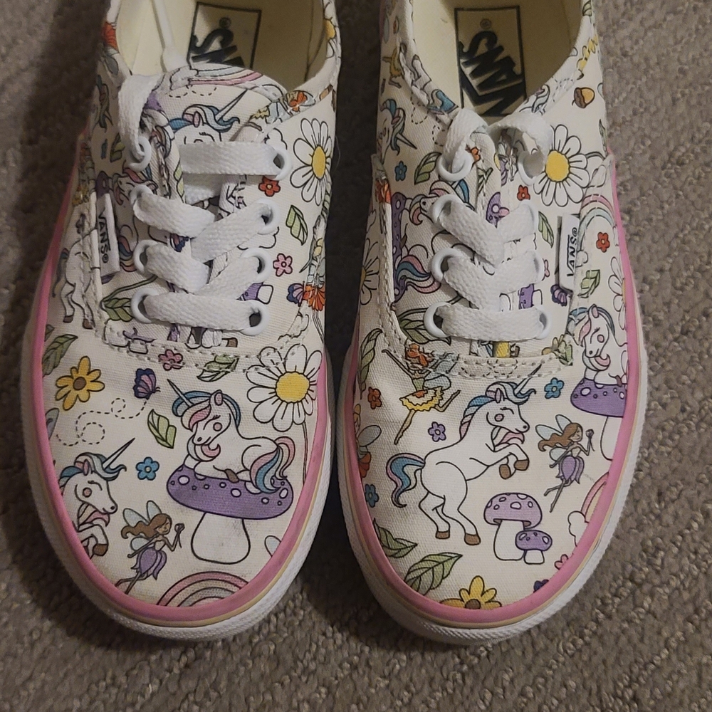 Vans Kids Unicorn Print Sneakers - White and Pink